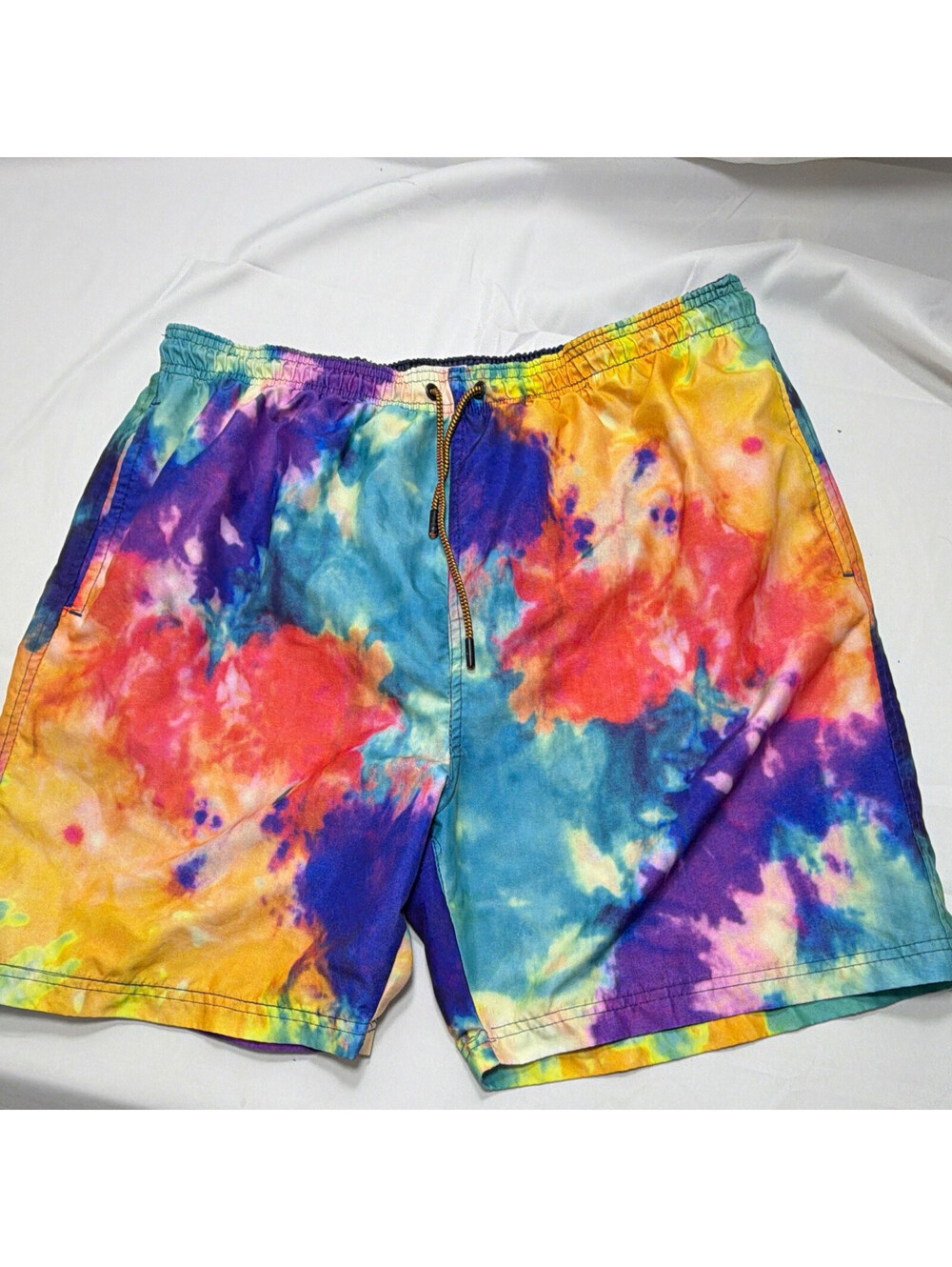 Broken Threads Men's XL Tie Dye Multicolor Swim Shorts Drawstring Elastic Waist